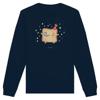 Produktbild von Mr. & Mrs. Panda Baumwoll Pullover Toast Party Größe S - French Navy - Geschenk, Sweater, für Frauen, Valentinstag, Hochzeitstag, Jahrestag, Sweatshirt, Bio, Freundin