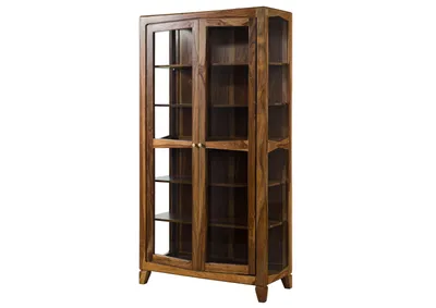 Produktbild von MASSIVMOEBEL24 Vitrine Sheesham 100x45x195 braun lackiert ANCONA #116