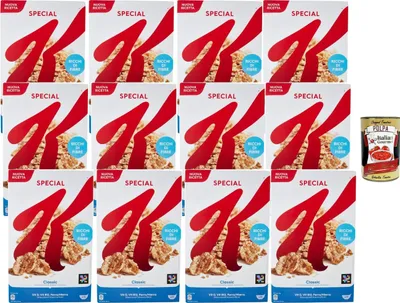Produktbild von Special K Classic Vollkornflakes 12x450g reich an Ballaststoffen Vitaminen Mineralstoffen Frühstückscerealien ohne künstliche Aromen Familienpackung + Italian Gourmet polpa