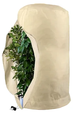 Produktbild von Winterschutz für Pflanzen | Pflanzenschutz im Winter mit Zugband und Reißverschluss | Wiederverwendbarer Vliesstoff-Pflanzenschutzsack für Kübelpflanzen, Olivenbaum und Palmen