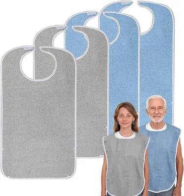Produktbild von Lätzchen 4 Stück - Wasserfest - Wiederverwendbar - Klettverschluss - Kleiderschutz - Weicher Schaum - Essschürze
