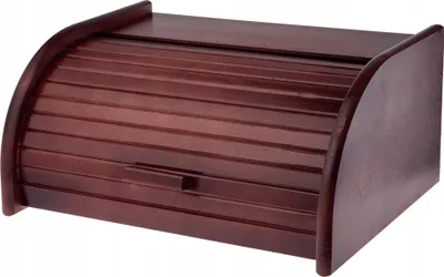 Produktbild von KADAX Brotkasten aus Holz "Eremo", Brotbehälter, Brotbox mit Frontklappe, Rollbrotkasten, 39 cm, Dunkelbraun