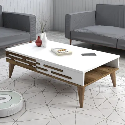 Produktbild von Skye Decor, Valensiya - Walnut, White, Couchtisch, Nussbaum, 100 % MELAMINBESCHICHTETE SPANPLATTEN, 105 x 34,6 x 60 cm