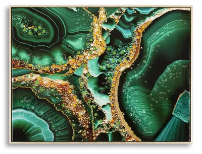 Productafbeelding van Canvas schilderij Smeraldy B malachiet- en goudeffect, 82x62 cm