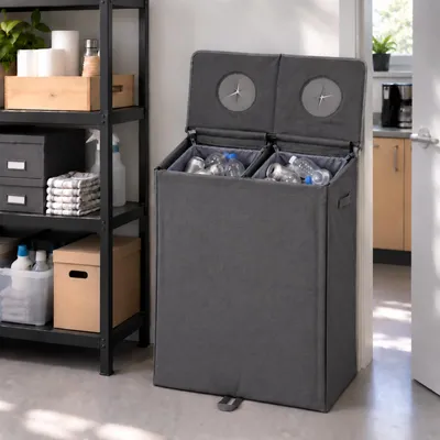 Produktbild von Flaschenkorb Pfandflaschen Sammelbehälter Flaschensammler für Leergut Aufbewahrung 160L Pfandflaschen-Behälter mit Deckel als Tragetasche für Recyclin