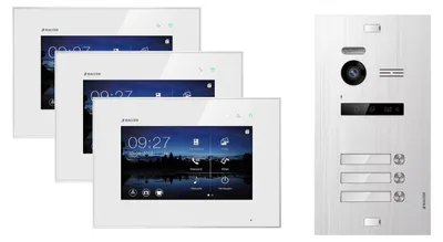 Produktbild von Videotürsprechanlage BALTER EVO 2-Draht BUS für 3-Familienhaus Weiß-Silber