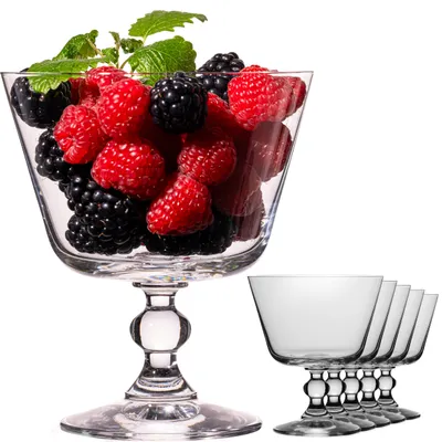 Produktbild von IMPERIAL Dessertschale 380ml 6er Set – Schüssel mit Fuß aus Crystalline Glas – Eisschale transparent spülmaschinenfest "Vintage"