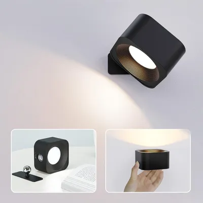 Produktbild von Wandleuchte für den Innenbereich, 3 Helligkeitsstufen, 3 Farbtemperaturen, Touch-LED-Wandleuchte, 360° drehbare Wandleuchte, Wand-Nachttischleuchte mit USB-Ladefunktion, Wandleuchten für Schlafzimmer, Wohnzimmer, Flur (Schwarz)