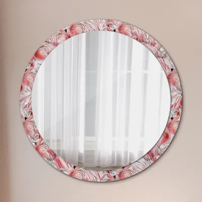 Produktbild von Ø100cm Modern Spiegel - Wandspiegel Wandmontage- Schlafzimmer - flamingo muster