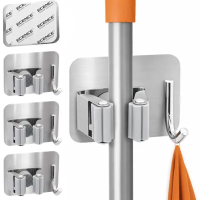 Produktbild von ECENCE Besenhalterung Wand selbstklebend 4 Stück Gerätehalter