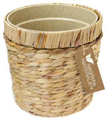 HMF 37280-25CM Nachhaltiger Blumentopf rund geflochten aus nachwachsenden Rohstoffen 25 cm Durchmesser