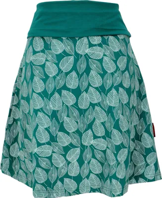 Produktbild von Minirock aus Baumwolle, Boho Tellerrock Herbstlaub Print Organic - Emerald, Damen, Baumwolle(Bio),Elasthan, Größe: S