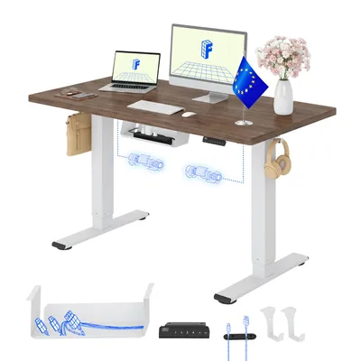 Produktbild von FLEXISPOT E1 Pro Elektrisch Höhenverstellbarer Schreibtisch EU, 120x80cm, 25MM EINTEILIGE TISCHPLATTE Doppelmotor 120KG Tragkraft Kaffee-Eiche Optik