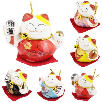 Produktbild von Keramik Kätzchen Kleine Glückskatzen weiß 5er Set Modell 8