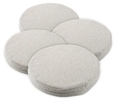Runde Sitzkissen 4er-Set 30x30x5 cm beige Leinen