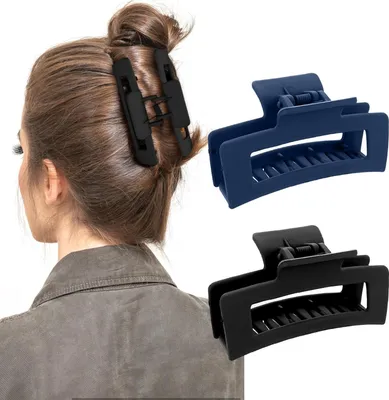 Produktbild von WLLHYF Quadratische Haarklammern 2 Stück 8.5 cm Schwarz/Marineblau