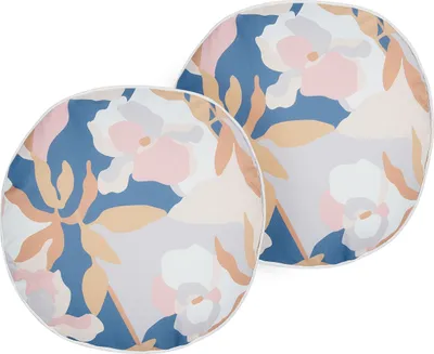 Produktbild von BELIANI Gartenkissen 2er Set Mehrfarbig Stoffbezug mit Füllung ⌀ 40 cm Rund Florales Motiv Modern für Garten Terrasse Balkon Outdoor Wasserabweisend