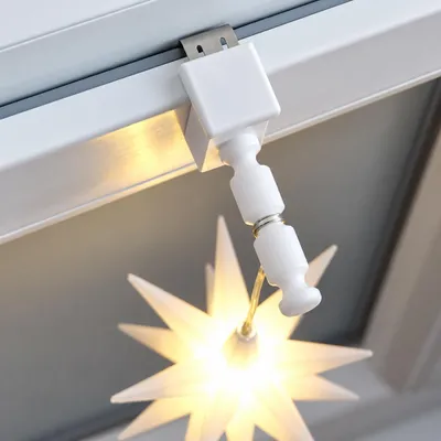 Produktbild von Tomivo® 4er-Set Fensterhaken mit Abstandsstück, weiß – verbesserte Universal‑Klemme für Fensterdicke 10–27 mm, Kunststoff & rostfreier Federstahl, für Fensterdeko