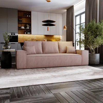 Produktbild von Schalfsofa MOSEN 256 cm mit Bettkasten und Schlaffunktion - Poso 52 / Rosa