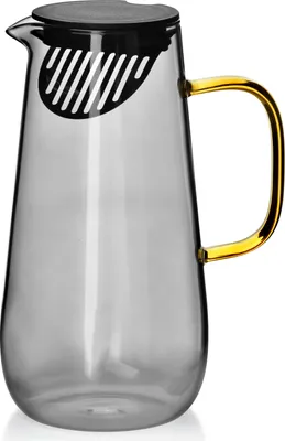 Produktbild von Mondex | Glaskaraffe - 1,5 l - Rauchglas - Elegantes Design - Mit Filter und Goldgriff