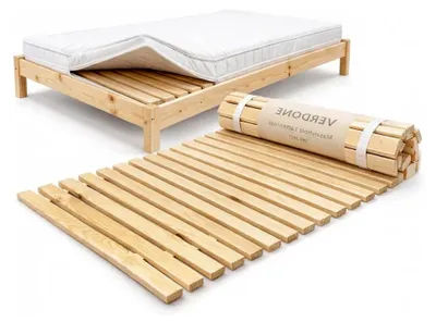 Produktbild von Rollrost aus Massivholz 140 x 200 cm – mit 23 stabilen Latten, vormontiert, rollbar und stapelbar, als Matratzenunterlage, 34 mm Leistenabstand