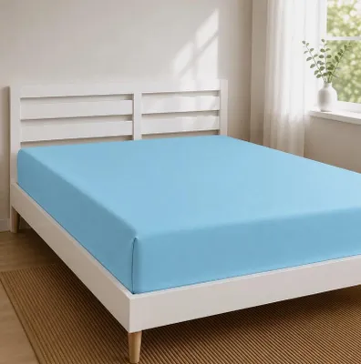 Produktbild von Jersey Spannbettlaken 2er Set 100 % Baumwolle 135 g/m² bis 30 cm Steghöhe,200 x 200 cm,Aqua