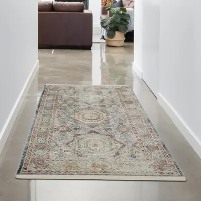 Obrázok produktu pre Moderný orientálny vintage koberec farebné žlté tóny veľkosť - 80x150 cm