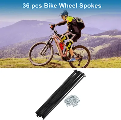 Image de Rayons De Vélo 12G Longueur 298Mm Rayons De Roue De Vélo En Acier Au Carbone Noir 1 Ensemble