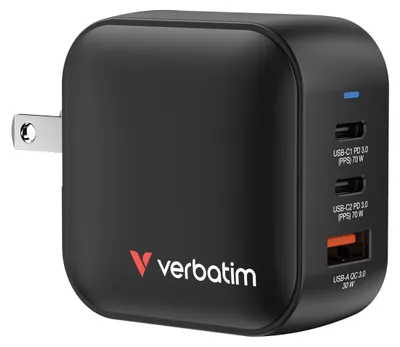 Produktbild von Verbatim Mini GaN Charger 70W, Drinnen, AC, 20 V, Schwarz