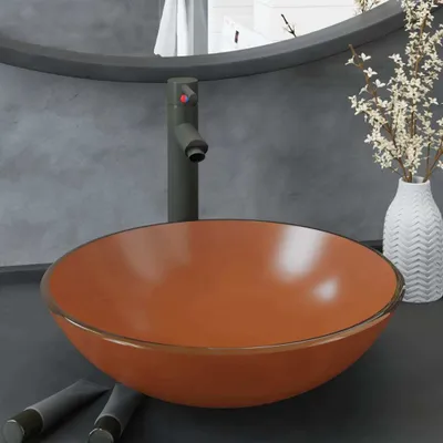 Produktbild von vidaXL Badezimmer Waschbecken mit Wasserhahn und Ablaufgarnitur Braun