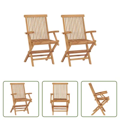 Produktbild von The Living Store Gartenstühle 2 Stk. Klappbar Massivholz Teak