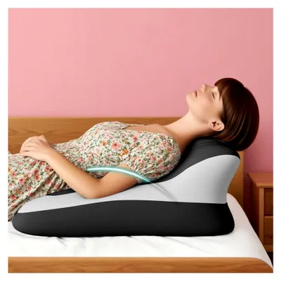 Produktbild von Ergonomisches 27° Stützkissen aus Memory-Schaum für Nacken und Rücken (Schwarz)