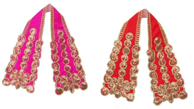 2er-Set Puja-Tücher Chunari, 12" x 4", Rot/Pink, für Götterstatuen
