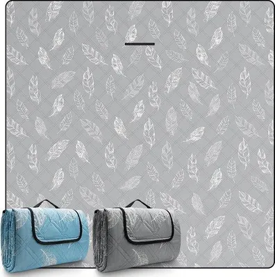 Produktbild von Wasserdichte und waschbare Picknickdecke - XXL Campingdecke, sandabweisend - Isoliert mit wasserdichtem Untergrund - Grau, 200x200 cm