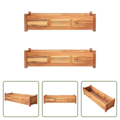 Immagine prodotto di The Living Store Letti rialzati da giardino 2 pz. Legno di acacia 100x30x25 cm