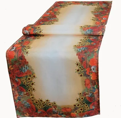 Produktbild von Tischdecke mit Druckmotiv Kürbis und Sonnenblumen 40 x 90 cm