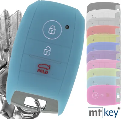 Produktbild von Auto Schlüssel Hülle Silikon Schutz Cover Fluoreszierend Blau kompatibel mit KIA Picantio Rio Ceed Soul Sportage Stonic 3 Tasten KEYLESS SMARTKEY