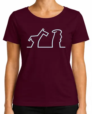 Imagen del producto de Camiseta para mujer, diseño "La Linea Balum Osvaldo Strichmännchen Esel Cartoon Kult", color burdeos, talla M