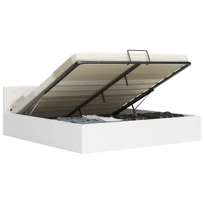 Zdjęcie produktu dla The Living Store Storage Bed Hydraulic White Faux Leather 160×200 cm