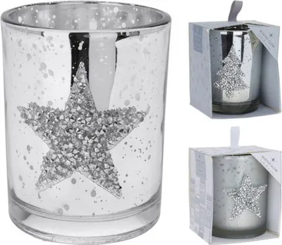 Obrázek produktu pro svíčka vánoční d8x10cm STŘÍBRNÁ, 2druhy, sklo_EXTPLASTIMEX