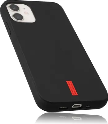 Produktbild von mumbi Hülle kompatibel mit iPhone 12 mini Handy Case Handyhülle, schwarz mit rotem Streifen