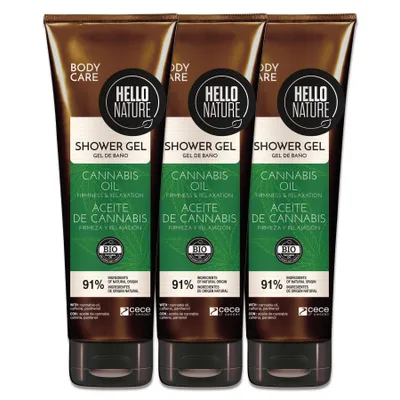 Produktbild von Duschgel Duschbad Herren Damen Hanf Cannabis Shower Gel Waschmittel Bio Vegan, 3x 250ml