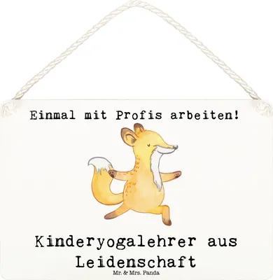 Produktbild von Mr. & Mrs. Panda holzbild Kinderyogalehrer Leidenschaft DIN A6 - Weiß - Geschenk, Schild, Wandbild Holz, Türschild, Holzschild, hängeschild