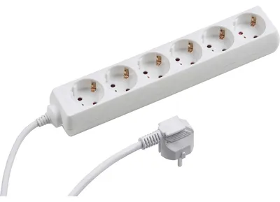 Zdjęcie produktu dla Przedłużacz sieciowy listwa zasilająca - 6 gniazd - kabel 5 m - Biały