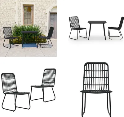 Produktbild von vidaXL 3 tlg. Garten Essgruppe Poly Rattan und Glas - Garten-Essgruppe - Garten-Essgruppen - Essgruppe - Essgruppen