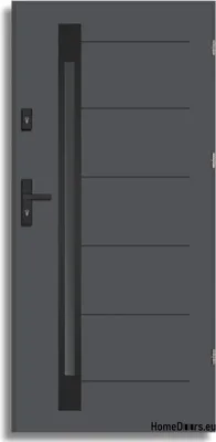Produktbild von Stahltür, Außentür, Haustür, dicke, warme, NARVIK BLACK, 1,2Wm2k 70mm, Größe 90, Rechte Tür, Anthrazit, sofort verfügbar