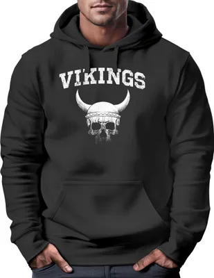 Produktbild von Hoodie Herren Wikinger-Helm Skull Totenkopf Print Aufdruck Kapuzen-Pullover Männer Fashion Streetstyle Neverless® schwarz S