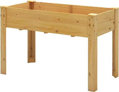 Produktbild von GOPLUS Hochbeet ohne Ablage, Gartenbeet aus Tannenholz, Pflanzkasten mit Abflusslöchern,120,5 x 60,5 x 81,5 cm (ohne Ablage,Natur)