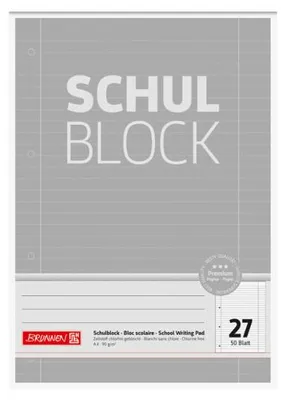 Immagine prodotto di BRUNNEN 1052627 Premium "School notepad" A4 foderato, con linea di margine interna ed esterna, Lin. 27