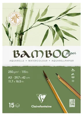 Image de Bloc d'aquarelle Clairefontaine BAMBOO, format A3, 250 g/m², 20 feuilles
